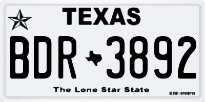 TX license plate BDR3892