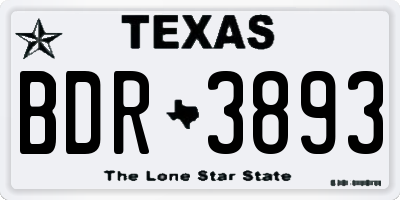 TX license plate BDR3893