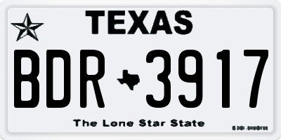 TX license plate BDR3917