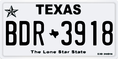 TX license plate BDR3918