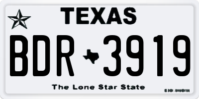 TX license plate BDR3919