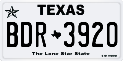 TX license plate BDR3920