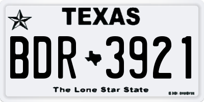 TX license plate BDR3921