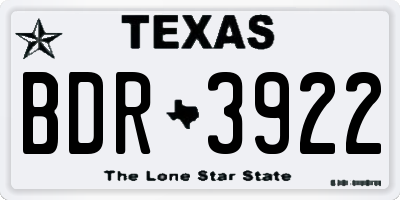 TX license plate BDR3922