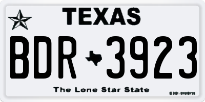 TX license plate BDR3923