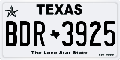 TX license plate BDR3925