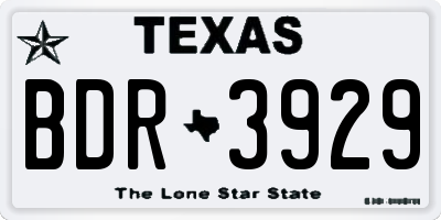 TX license plate BDR3929