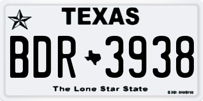 TX license plate BDR3938