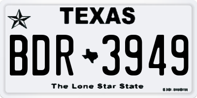 TX license plate BDR3949