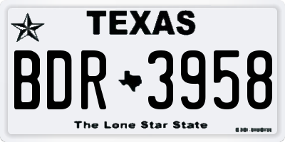 TX license plate BDR3958