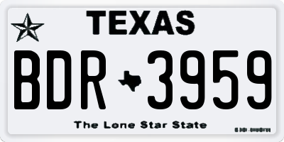 TX license plate BDR3959