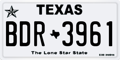 TX license plate BDR3961
