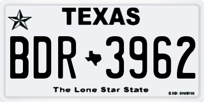 TX license plate BDR3962