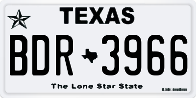 TX license plate BDR3966