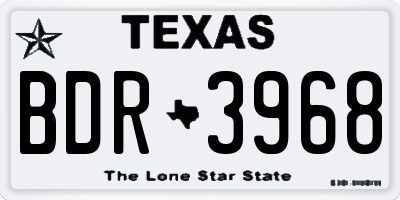 TX license plate BDR3968