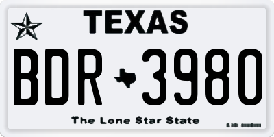 TX license plate BDR3980