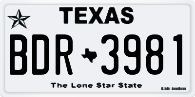 TX license plate BDR3981