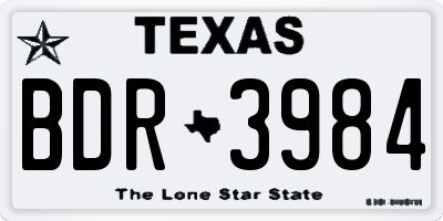 TX license plate BDR3984