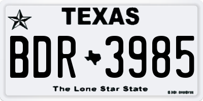 TX license plate BDR3985
