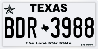 TX license plate BDR3988