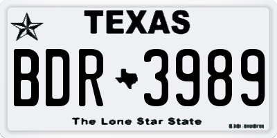 TX license plate BDR3989