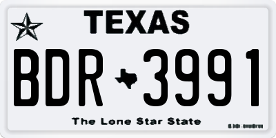 TX license plate BDR3991