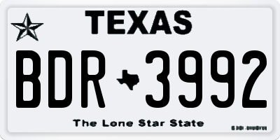 TX license plate BDR3992