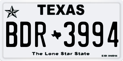 TX license plate BDR3994