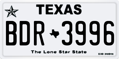 TX license plate BDR3996