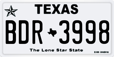 TX license plate BDR3998