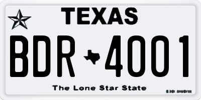 TX license plate BDR4001