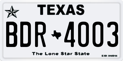 TX license plate BDR4003