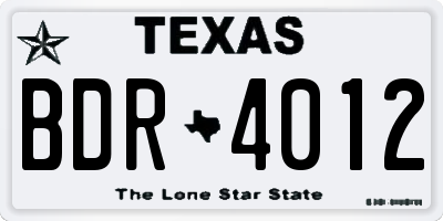 TX license plate BDR4012