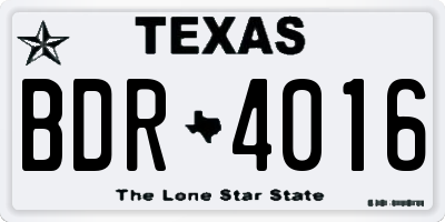 TX license plate BDR4016