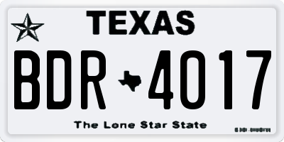 TX license plate BDR4017