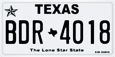 TX license plate BDR4018