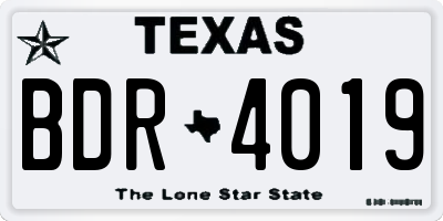 TX license plate BDR4019