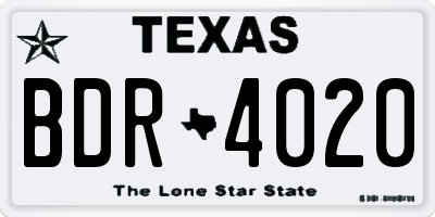 TX license plate BDR4020