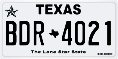 TX license plate BDR4021