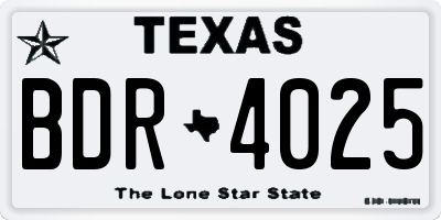 TX license plate BDR4025