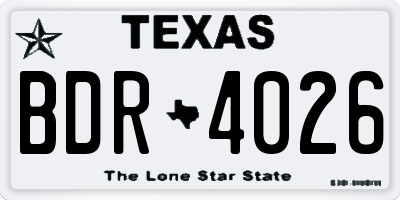 TX license plate BDR4026