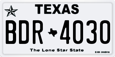 TX license plate BDR4030