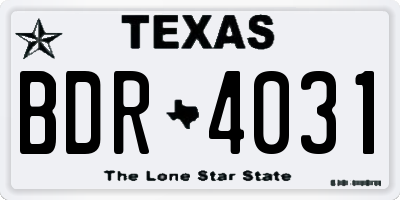 TX license plate BDR4031