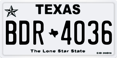 TX license plate BDR4036
