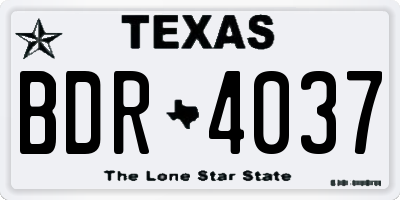 TX license plate BDR4037