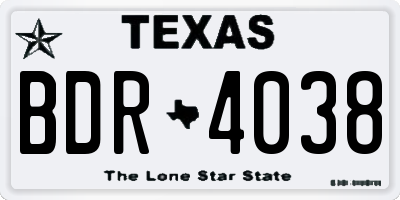 TX license plate BDR4038