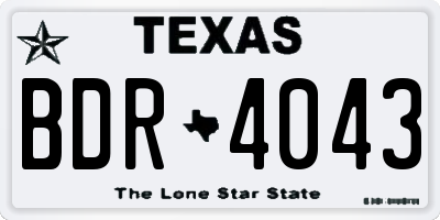 TX license plate BDR4043