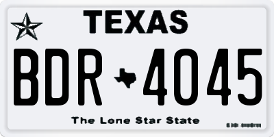 TX license plate BDR4045