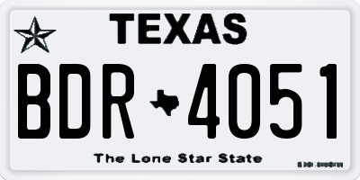 TX license plate BDR4051
