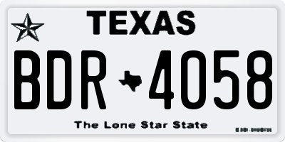 TX license plate BDR4058